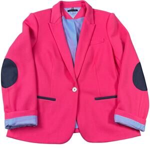 Tommy Hilfiger Women’s Pink Blazer Jacket Elbow Patches Career Size 14